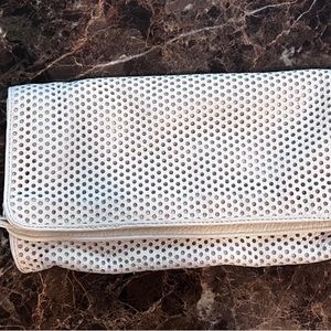 Michael Stars white leather perforated soft clutch